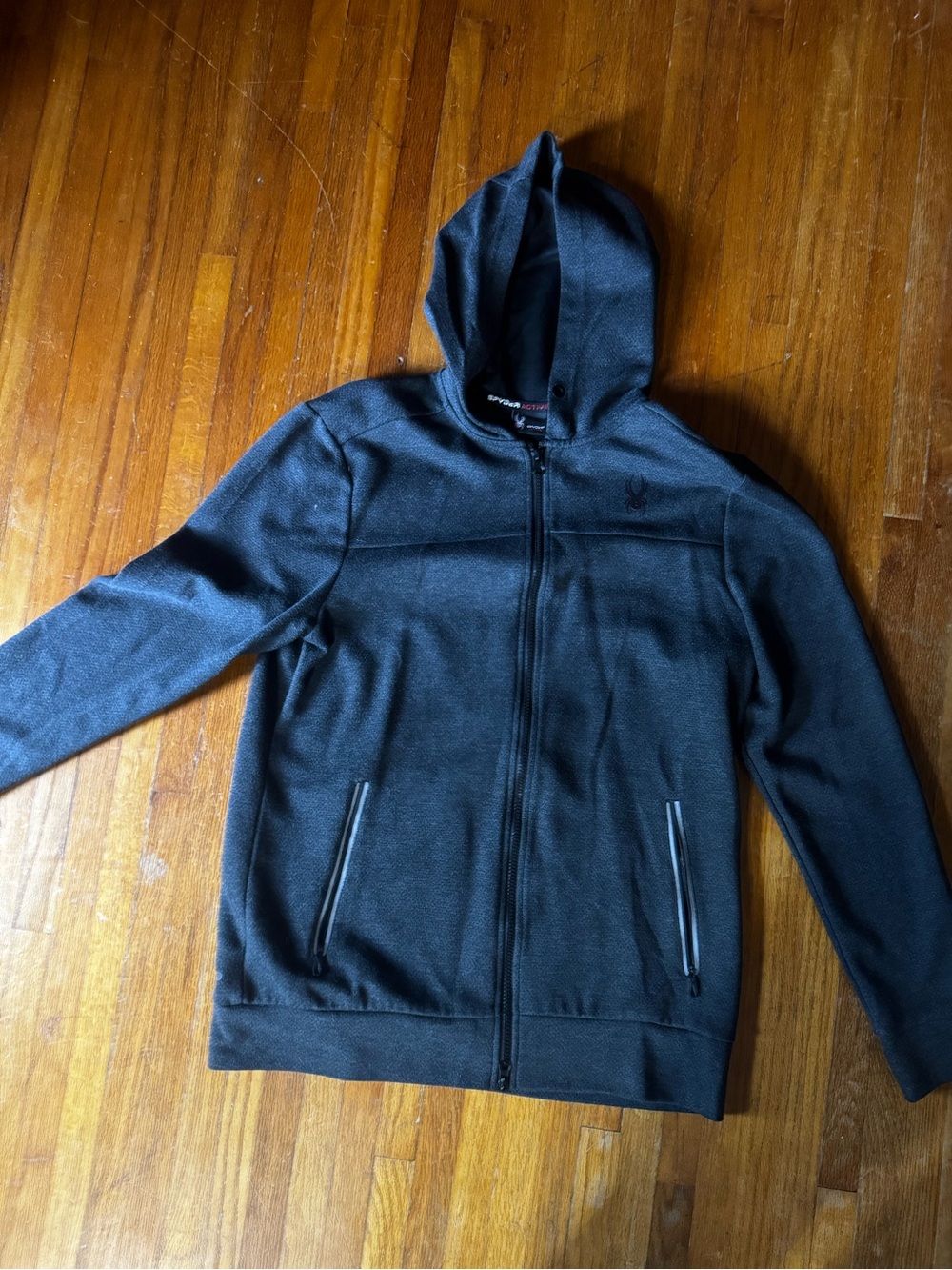 Spyder Men's Charcoal Zip-Up Hooded Sweater